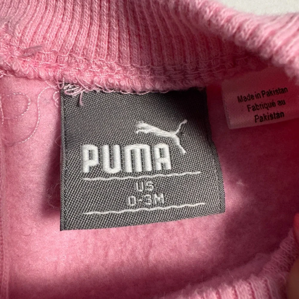 Puma Infant Girls Pink Glitter Logo Sweatshirt and Joggers Tracksuit Set 0-3M